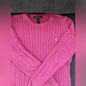 Like New Ralph Lauren Women’s Vibrant Pink Cable Knit Sweater, Size Medium